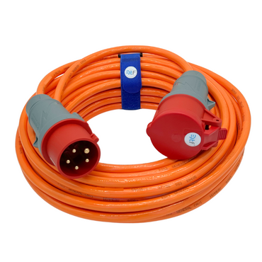 CEE Starkstromkabel H07BQ-F 400V 32A 5x6mm² MENNEKES PTP Stecker und Kupplung IP44 in Orange 2-50m