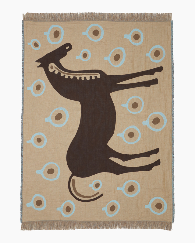 marimekko■新品MUSTA TAMMA BLANKET Marimekko Musta Tamma Brown / Beige / Blue Blanket - Blankets