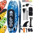 24MOVE® Standup Paddle SUP Board Set BLAU 305, inkl. umfangreichem Zubehör, Paddel und Doppelhubpumpe