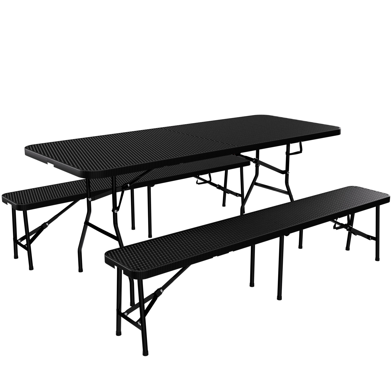 24MOVE® Bierzeltgarnitur CAMPINAS Festzeltgarnitur Kunststoff mit Rattan-Optik, faltbar