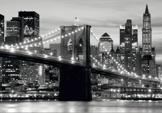 Wall mural Brooklyn Bridge black white NYC 3.6m x 2.54m