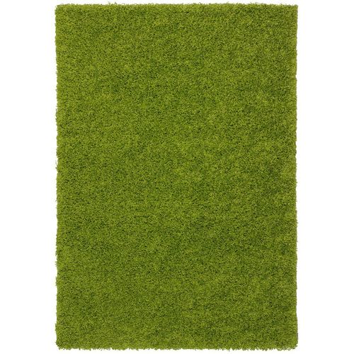 Shaggy rug high pile rug plain green fancy