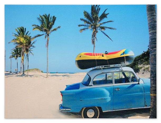 Picture Canvas beach palm Holiday Oldtimer 60x80 cm