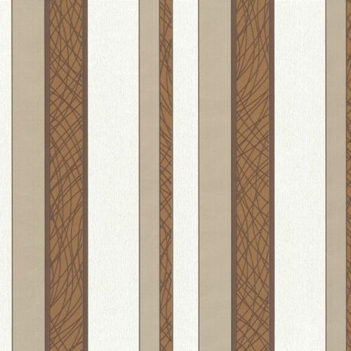 Non-woven wallpaper stripes cream bronze 02280-70 