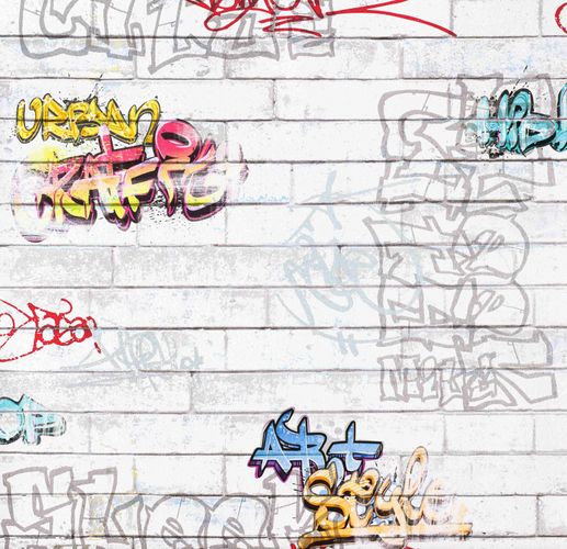 Wallpaper kids wallpaper 93561-1 graffiti white colorful