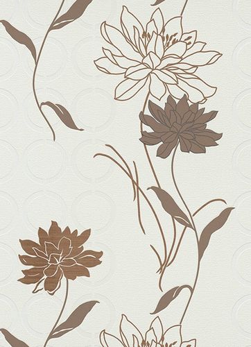 Non-woven wallpaper 6772-48 retro floral beige brown