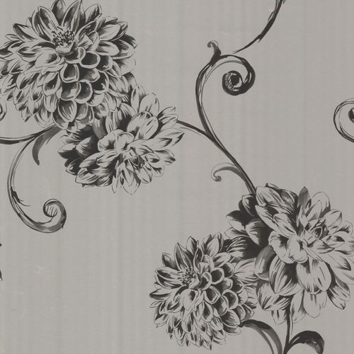 non-woven wallpaper Rasch Textil Bellezza 067358 flower silvergrey anthracite metallic