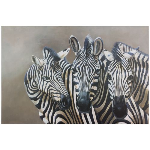 Canvas print picture zebras black white beige 60x90 cm