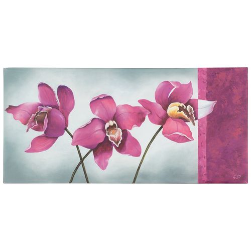 Canvas print picture flowers orchids 33x70 cm 12.99"x 27.56" grey violett