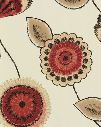 Graham & Brown wallpaper 20-601 floral white red beige