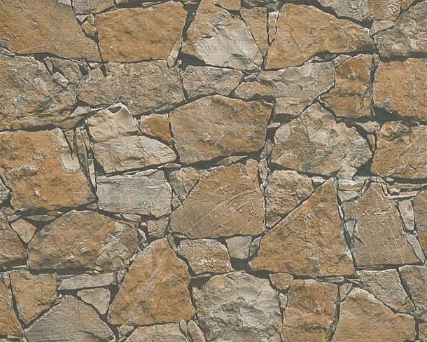 Wallpaper natural stone bricks brown grey AS Creation 95863-1