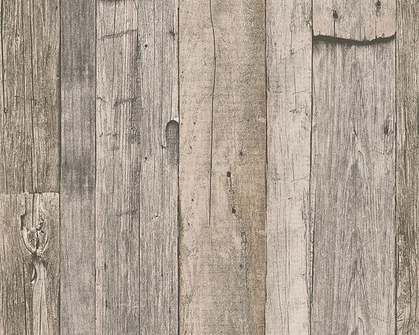 Wallpaper non woven wooden style used brown grey AS Creation 95931-2