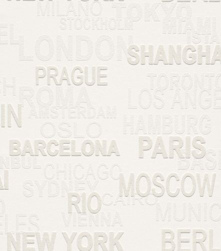 Wallpaper paintable textured country names Rasch Wallton 341409