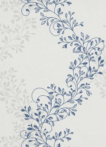 Wallpaper vines floral white turquoise Shine Erismann