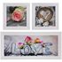 Set of 3 pictures framed art print white rose greyblue 1