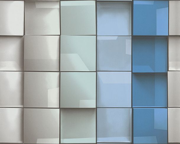 Wallpaper mosaic grey turquoise Move Your Wall 96020-1