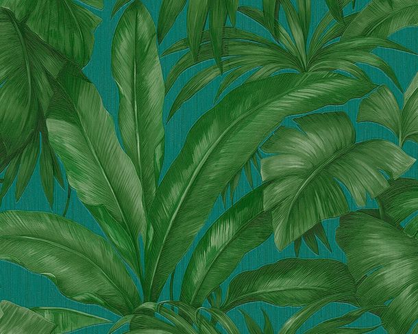 Versace Home wallpaper tropical leaves turquoise 96240-6