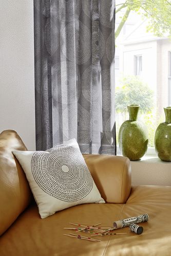 Eyelet curtain Zen Garden semi-transparent circle black 196745