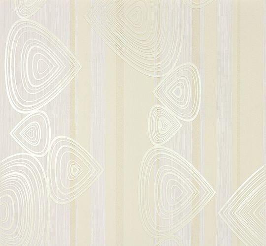 Non-woven wallpaper white yellow graphic At Home Marburg 56909