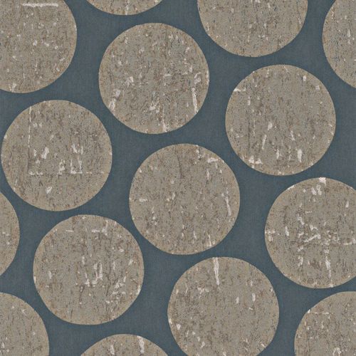 Non-woven wallpaper blue brown circle Indigo Rasch Textil 226644