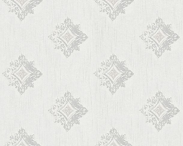 Non-woven wallpaper white grey baroque Tessuto Architects Paper 96200-1