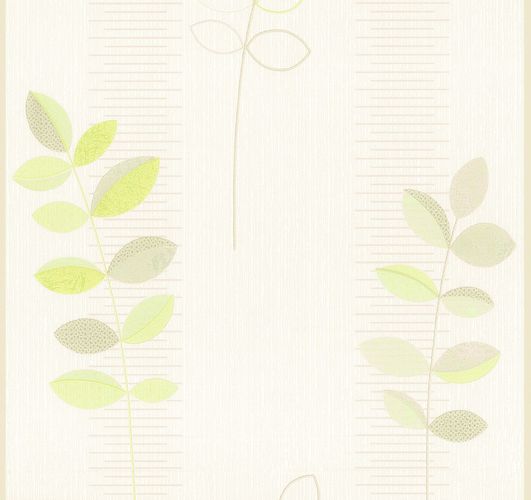 Non-woven wallpaper cream green nature Happiness P+S International 13327-20