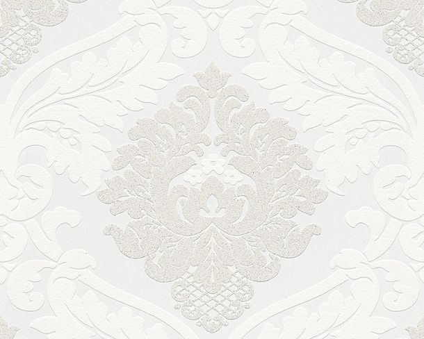 Wallpaper Bling Bling baroque glitter white cream 3139-11