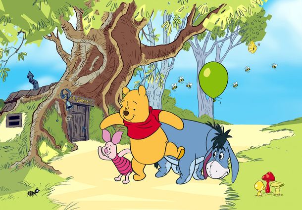 Photo wallpaper XXL Disney Winnie Pooh piglet donkey kids colorful 360x254 cm FTD 0247