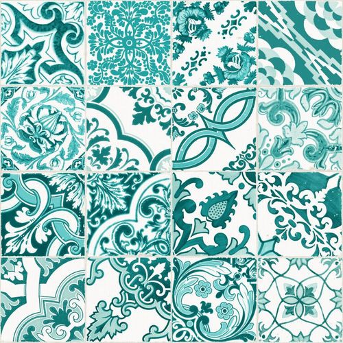 Non woven wallpaper Rasch Textil Cabana tile-ornament white 148635