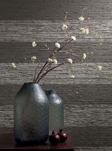 Wallpaper stripes Rasch Textil Paper Yarn grey 077772