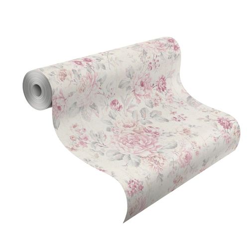 Wallpaper Rasch flower vintage cream white rose 516029
