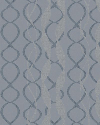 Wallpaper graphic loops gloss blue silver Marburg La Vie 58121