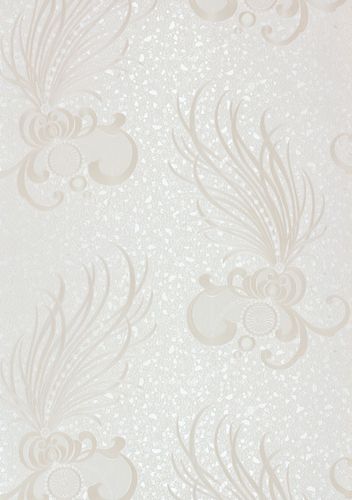 Wallpaper Harald Glööckler feather silver cream Metallic 54846