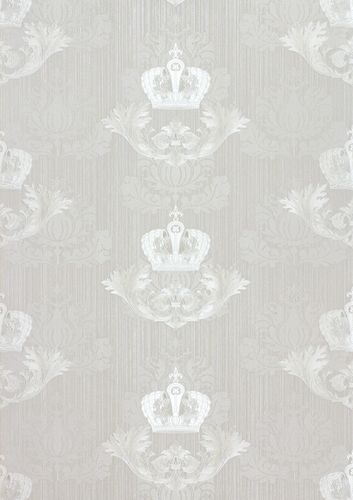 Wallpaper Harald Glööckler baroque crown light grey Metallic 54858