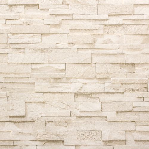 Non-woven wallpaper beige cream stone stones wall P+S 02363-50