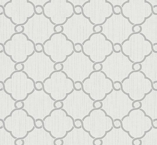 Wallpaper glitter ornaments white grey P+S Opal 02493-30