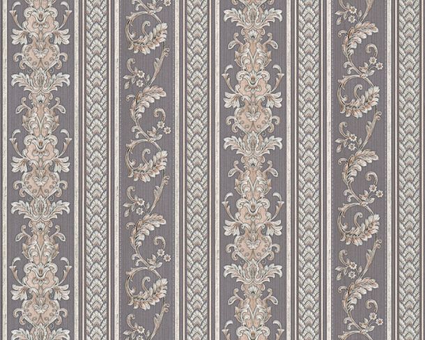 Wallpaper Hermitage 10 stripes tendril silver grey Metallic 33547-5