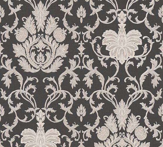 Wallpaper baroque ornaments anthracite gloss AS Belle Epoque 3390-58