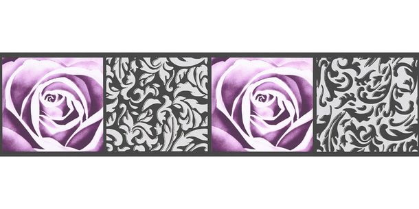 Roll picture Wallpaper Border Tendril Rose white purple self-adhesive 9019-10