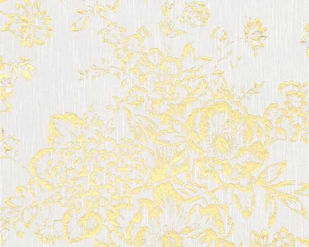 Article picture Wallpaper flowers nature white gold Metallic Silk 30657-1