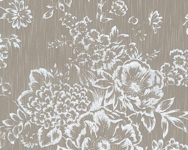 Article picture Wallpaper flowers nature taupe silver Metallic Silk 30657-4