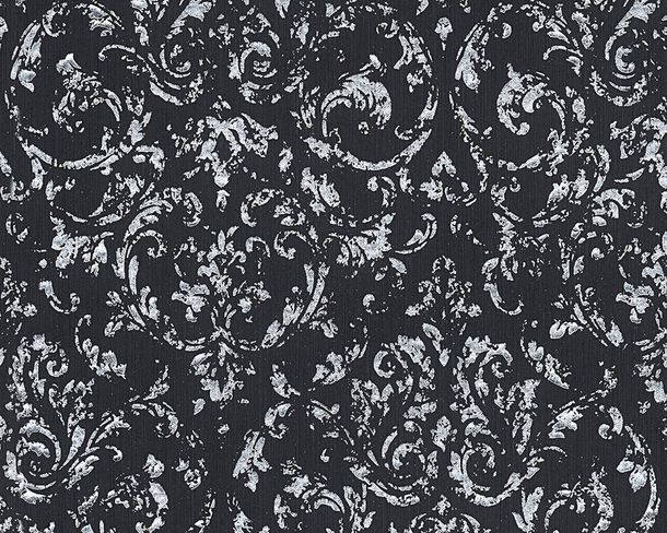 Article picture Wallpaper baroque ornament black silver Metallic Silk 30660-6