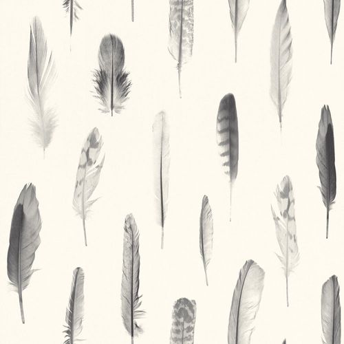 Wallpaper World Wide Walls feathers cream white grey 138897