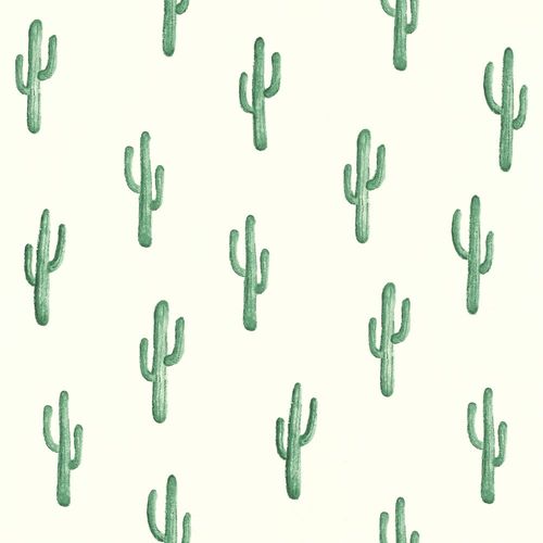 Wallpaper World Wide Walls cactus white green 138900