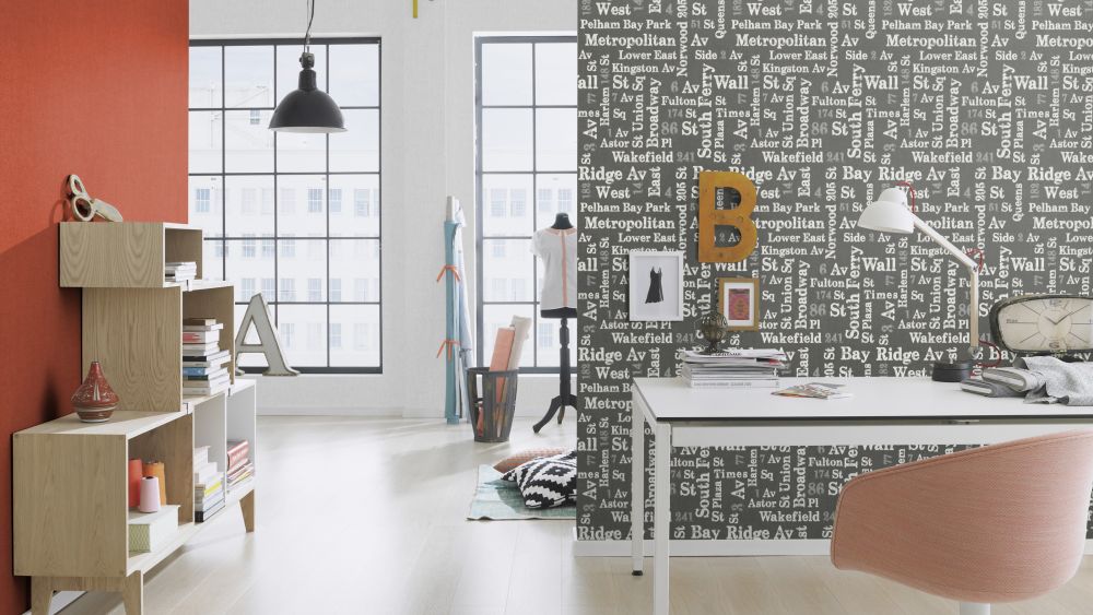 Wallpaper Rasch USA street vintage anthracite 886726