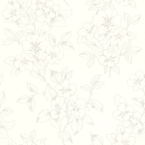 Wallpaper Rasch Ylvie flowers floral white silver gloss 801903