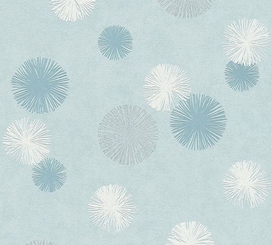 detail picture Wallpaper dandelion blue cream glitter livingwalls Life 435607-3