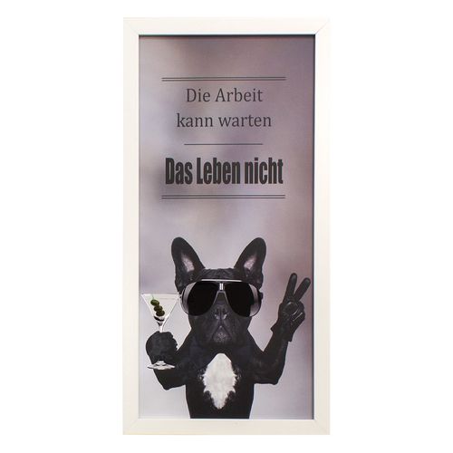 Framed Picture Art Print french bulldog dog gloss 23x49 cm