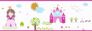 Kids Wallpaper Border princess castle white pink gloss 35853-2 1