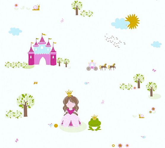 Kids Wallpaper princess castle white pink gloss 35852-2